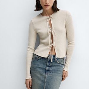 MANGO Knitted cardigan with bows